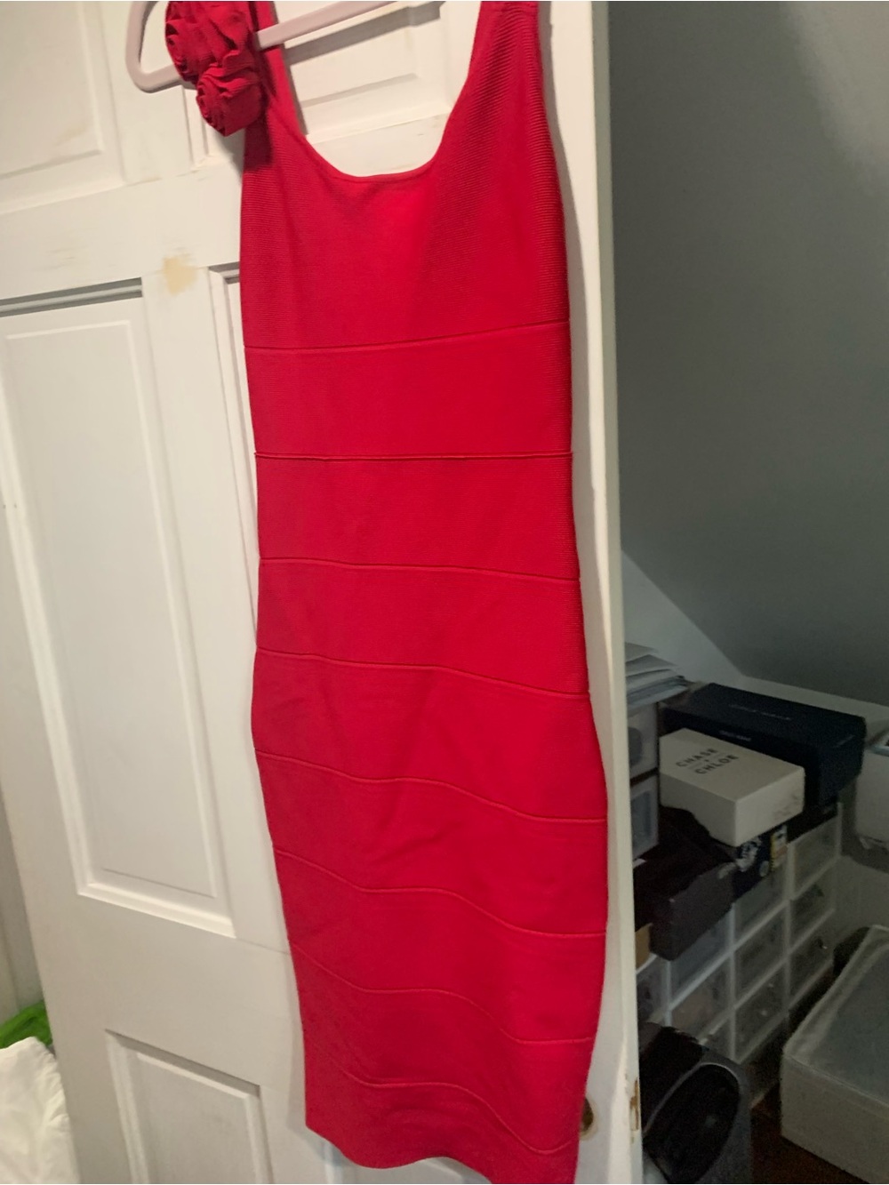 BCBGMaxAzria Vibrant Red Sleeveless Midi Dress